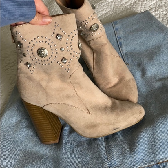 Cream Rhinestone Booties - Picture 3 of 4